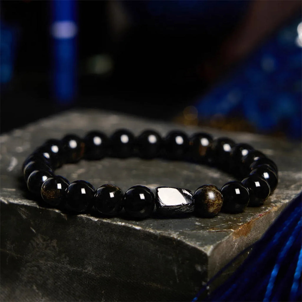 8mm natural obsidian single ring bracelet with a constellation design in a choice of gemstone colours.