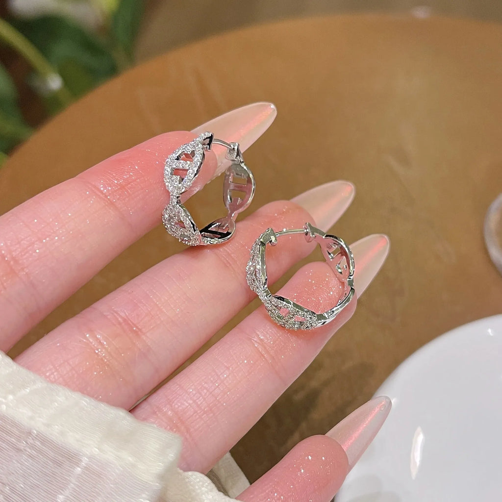Ladies diamond cut electroplated earrings in silver, gold, and rose gold colour options for casual wear
