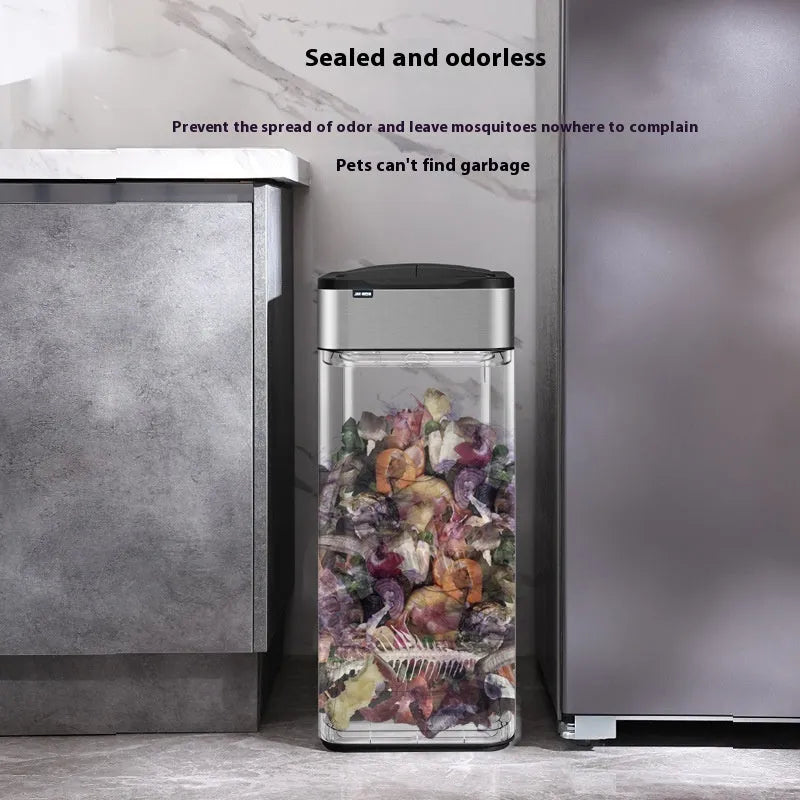 Stainless steel square inductive smart trash can with automatic sensor lid