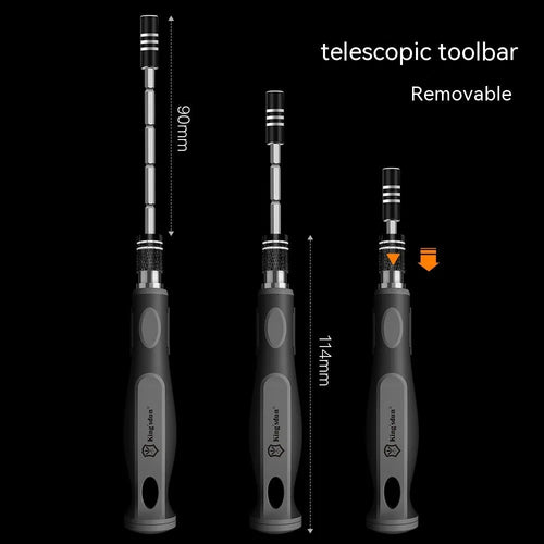 32-in-1 screwdriver set with 30 bits in a black storage case, showing the PH1 bit and 50mm long driver bar.