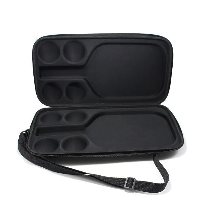 Black EVA pickleball racket storage box with double shoulder straps