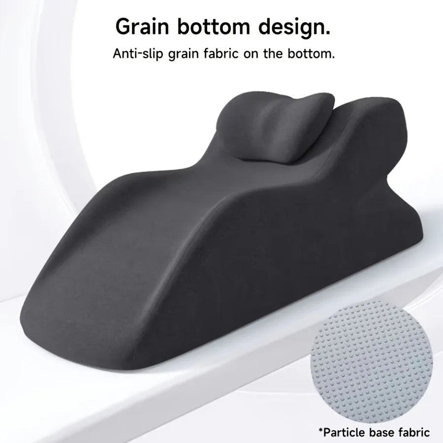 Cushion for stomach sleepers in blue, dark grey, green and light grey colours