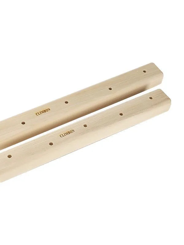 Three solid wooden grip training finger boards showing 12cm, 40cm, and 50cm sizes with different edge depths