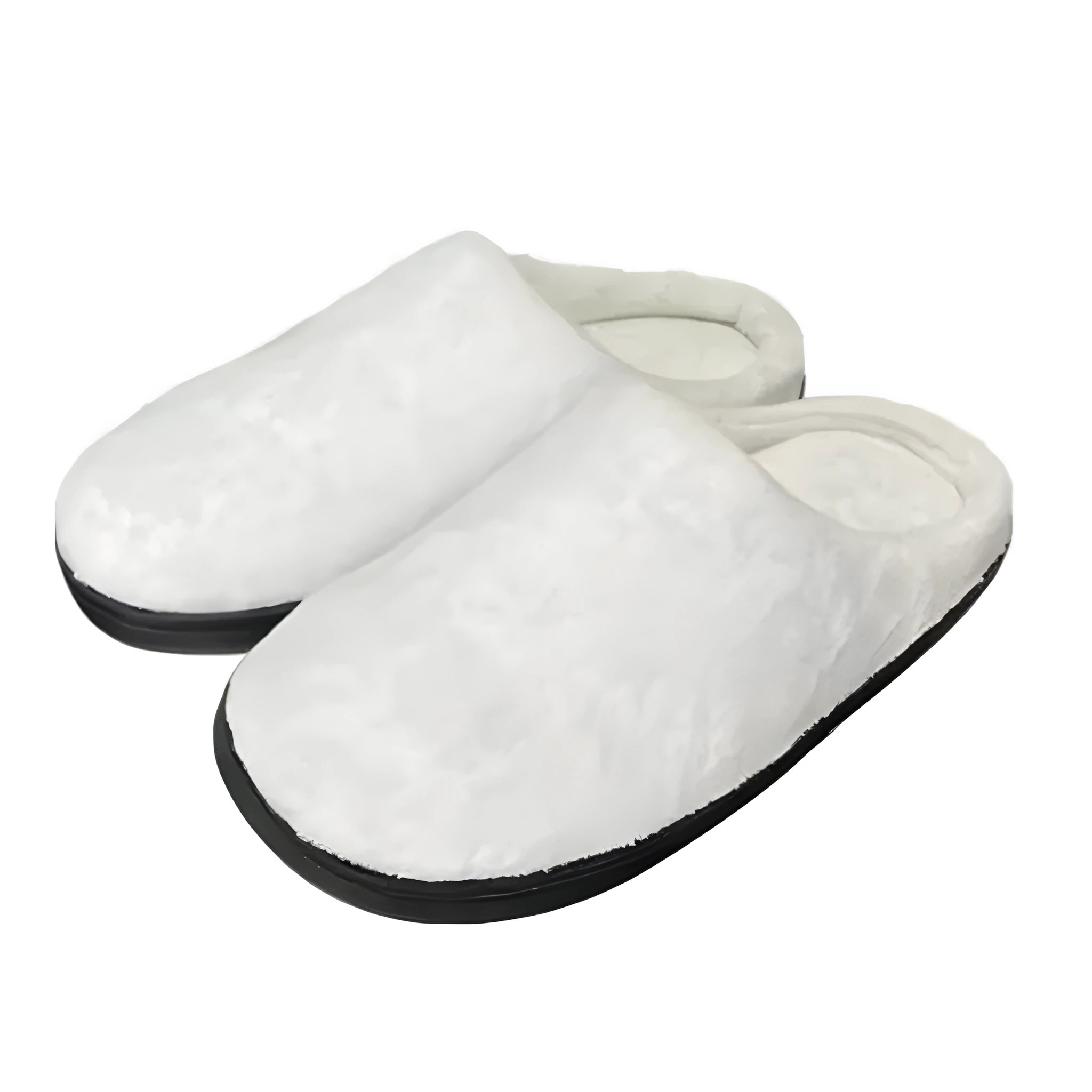 Pair of patterned flannel slippers with a TPR rubber sole, shown in an adult shoe size.