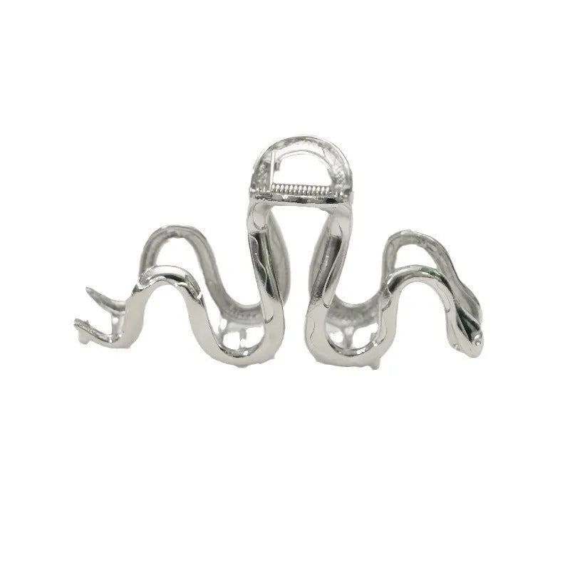 Silver Slytherin serpentine metal hair barrette measuring 10.5 cm in length.
