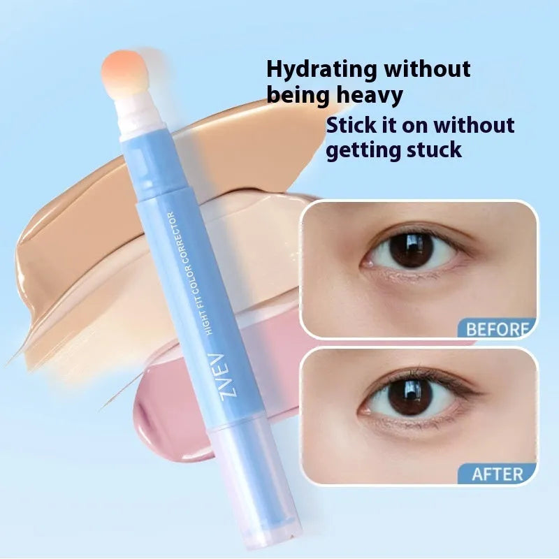 Concealer pen with sponge brush head applicator for clothing, shown in three shade options.