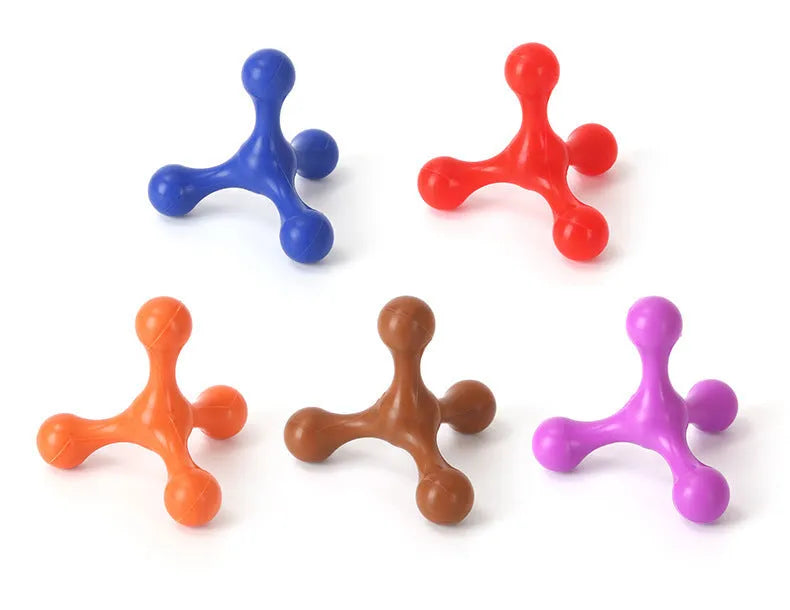 Blue silicone puppy teething chew toy with three legs and bone shape for small medium dogs