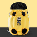 Canvas cat carrier bag with yellow bear cartoon pattern and colourful stitching in S, M, L, XL sizes