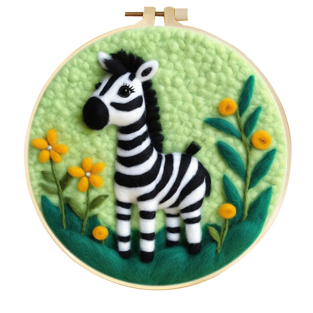 Round linen fabric embroidery kit with free hoop for making a 20x20 cm three-dimensional floral blanket painting.