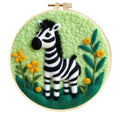 Round linen fabric embroidery kit with free hoop for making a 20x20 cm three-dimensional floral blanket painting.