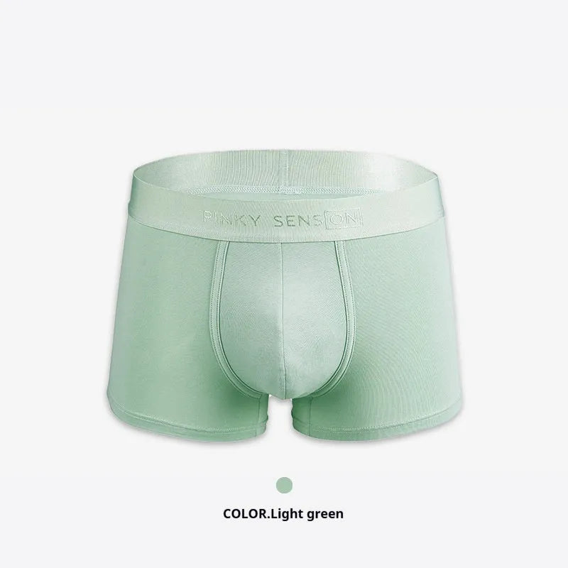 Men's solid colour cotton boxer shorts in black, white, silver grey, and light green