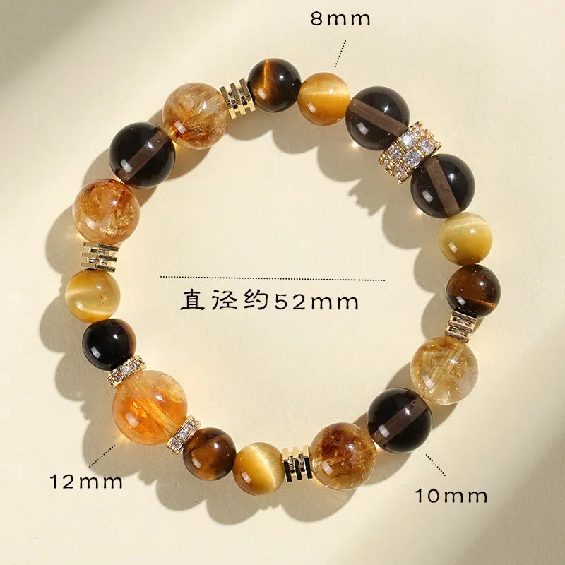 Natural yellow 10mm artificial crystal bead bracelet with an adjustable string tie.
