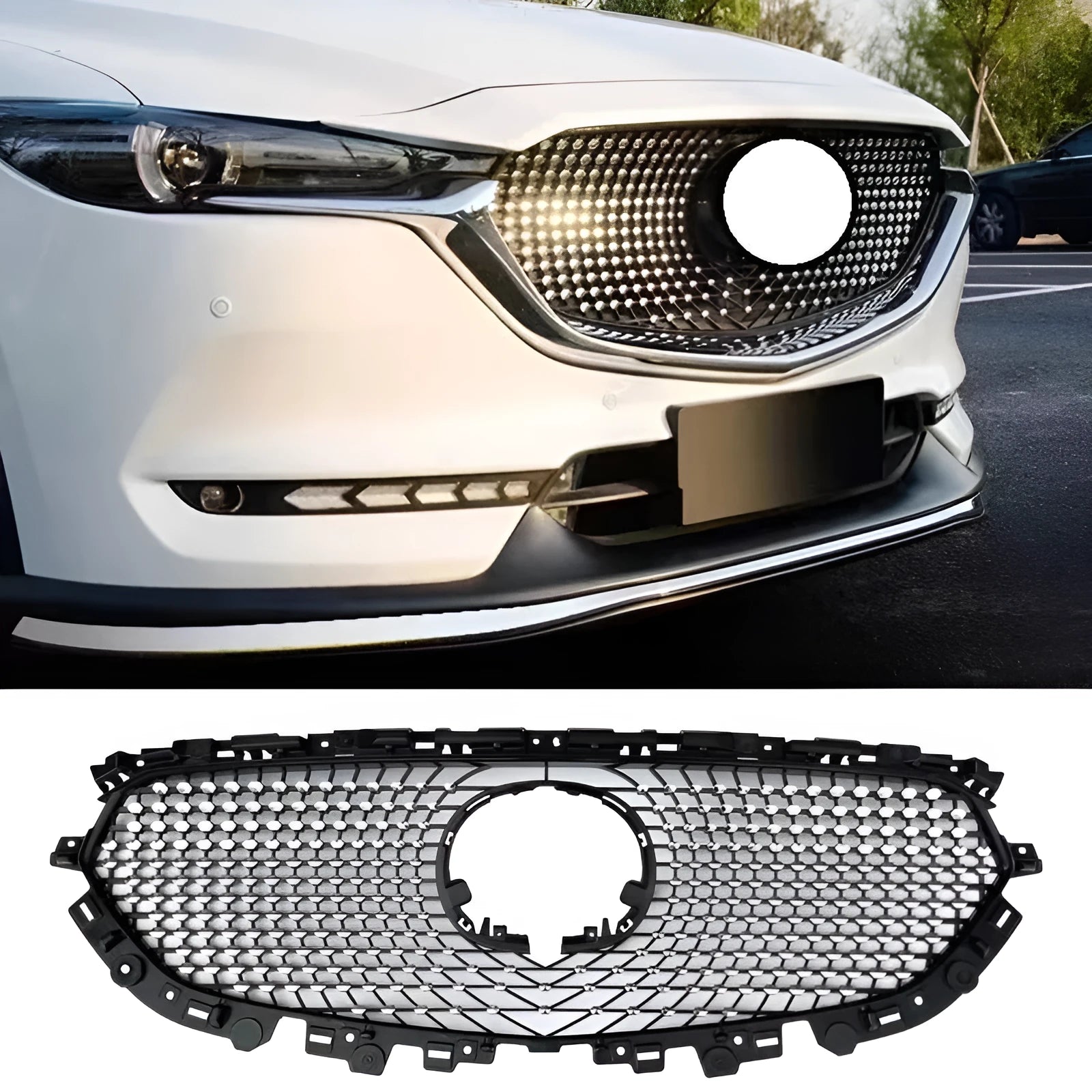 Mazda CX5 medium mesh GT sports grille decoration in silver or black belt options