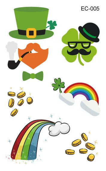 St Patrick's Day shamrock temporary tattoo sticker measuring 120 × 75mm on paper backing