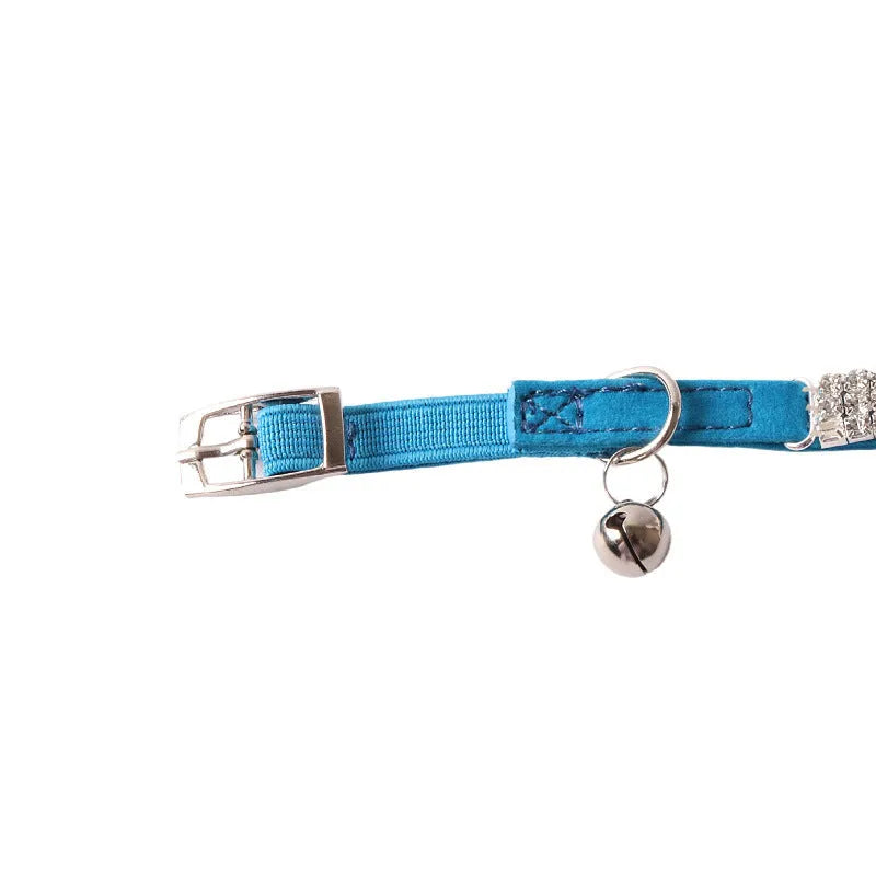 Elastic buckle cat collar with flannel flocking in six colour options
