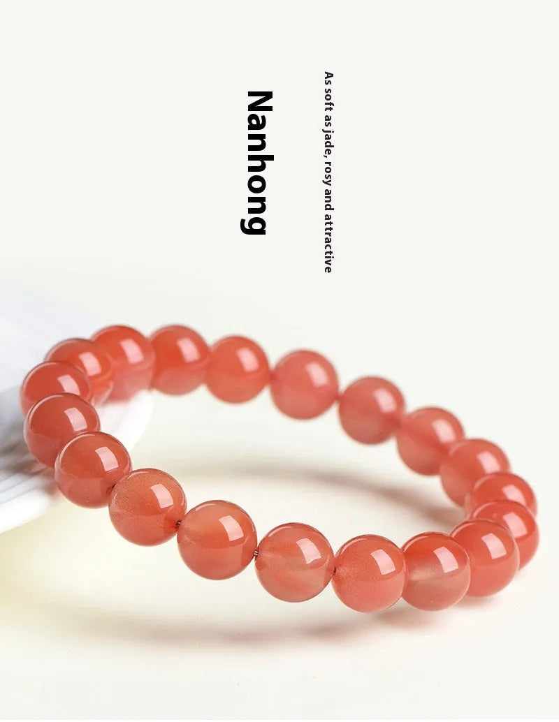 Natural South red cherry red agate bracelet showing scattered beads design