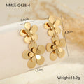 Gold electroplated stainless steel flower butterfly earrings for women with geometric zodiac design