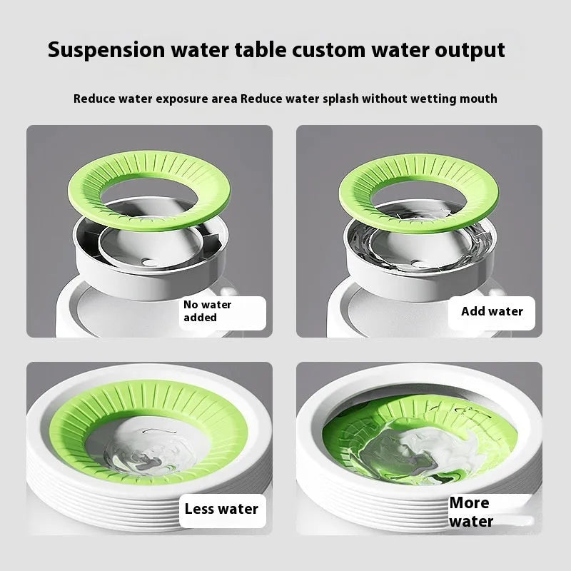 Pet suspension water bowl hanging with blue, green, or brown colour options