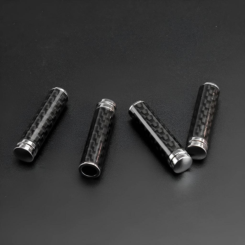 Four carbon fibre style car door handle covers with metal framework for direct replacement installation