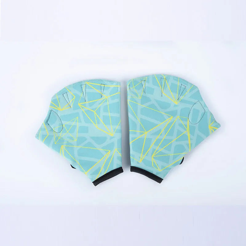 Duck feet webbed swimming gloves in multiple colour prints, sizes S, M, L.