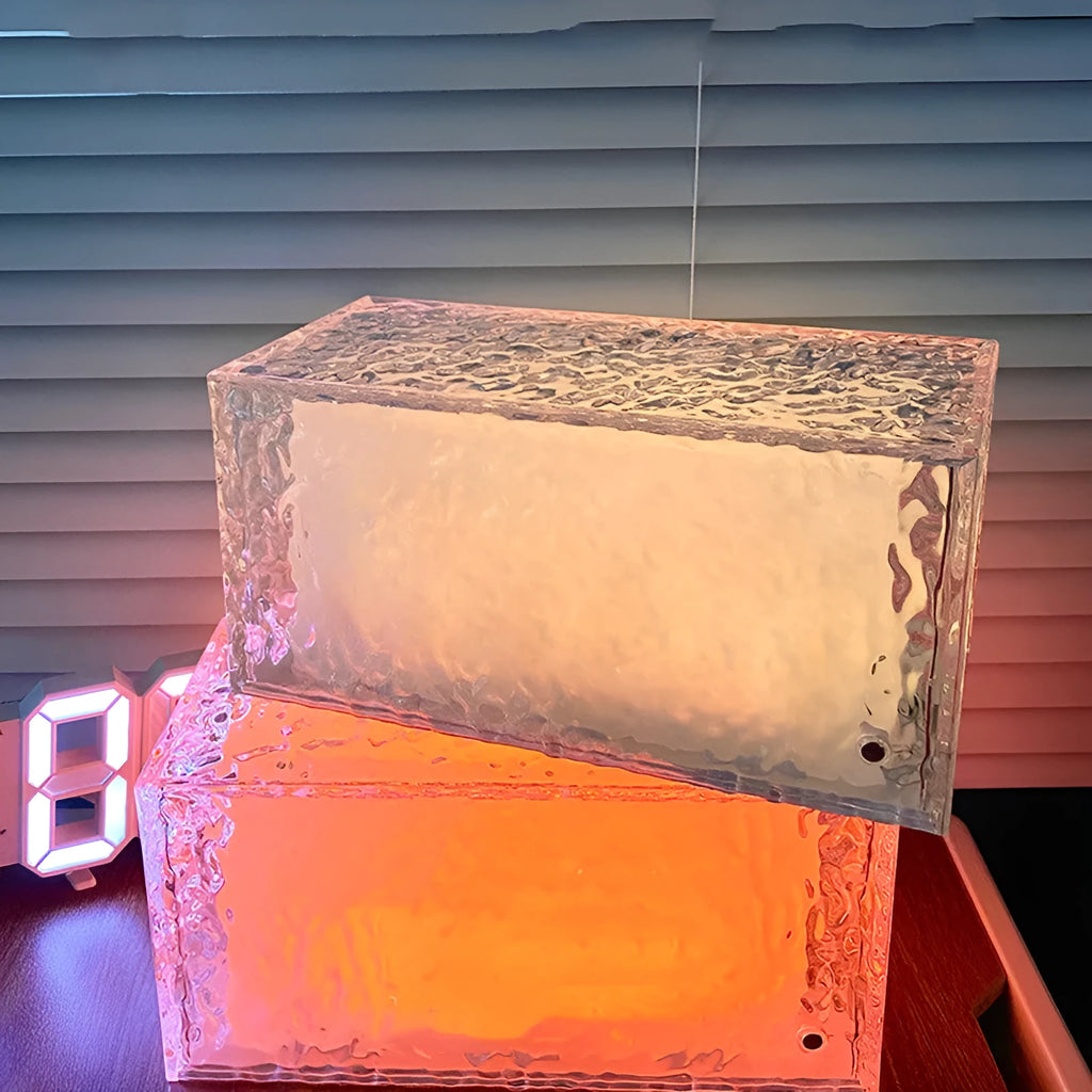 Geometric clear acrylic night lamp with USB charging port and remote control