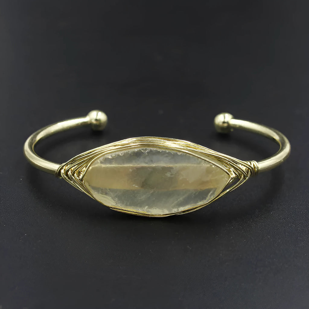 Natural raw gemstone bracelet with winding 8mm crystals in multiple colour options