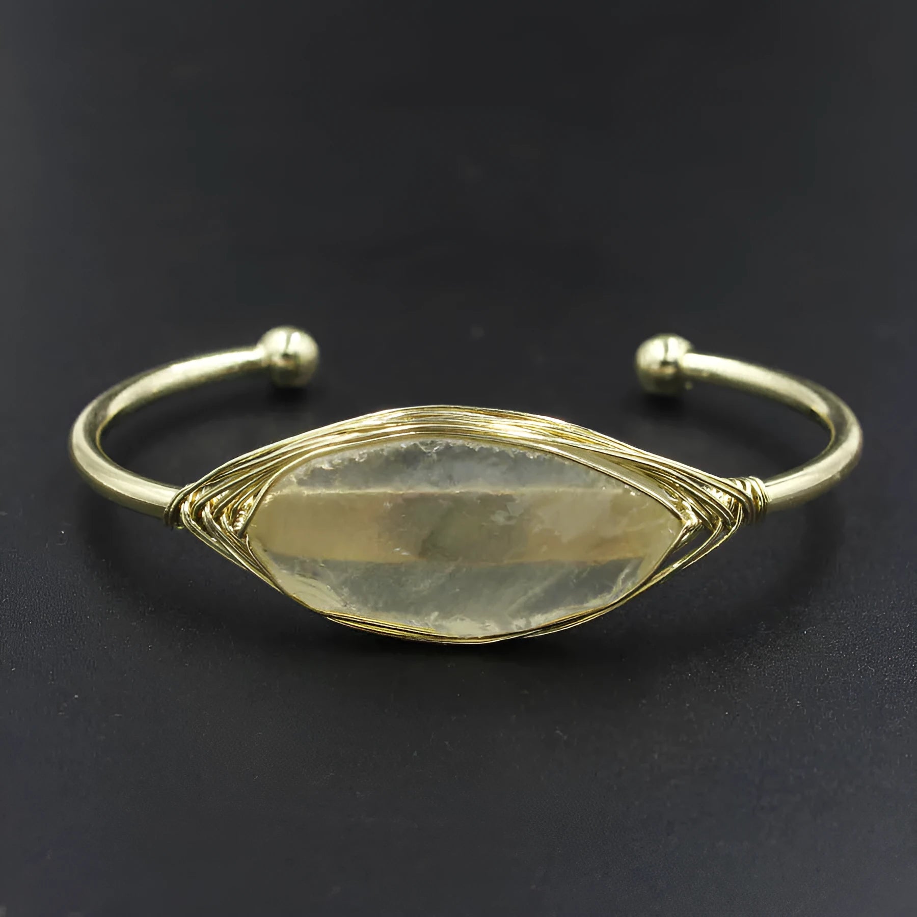 Natural raw gemstone bracelet with winding 8mm crystals in multiple colour options