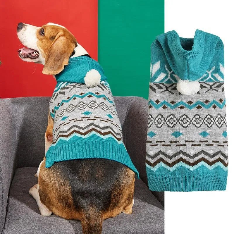 Diamond pattern pet sweater for dogs in acrylic knit material