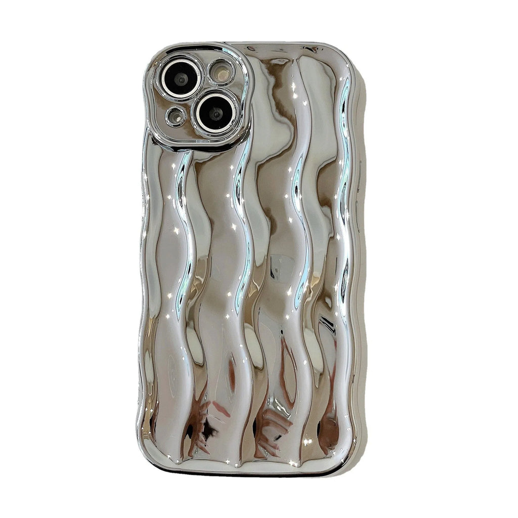 Electroplated wave stripe pattern iPhone 17 protective case in multiple colour options