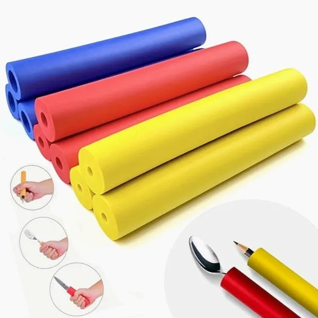 Pack of black rubber grip hose sleeves for utensil and pen handles, showing inner diameter options.