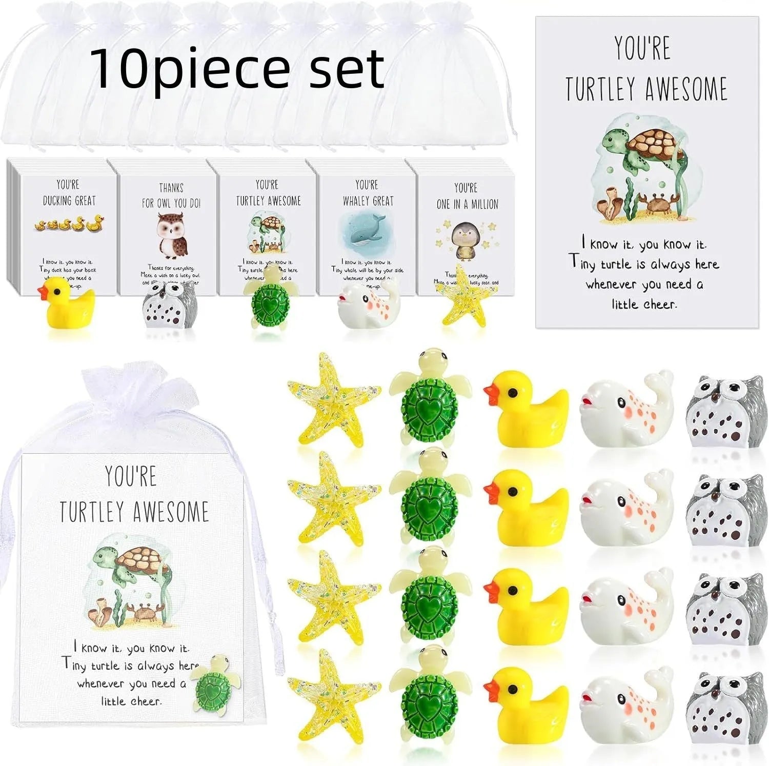 Set of resin office memo cards with pun inspiration phrases in various set size options