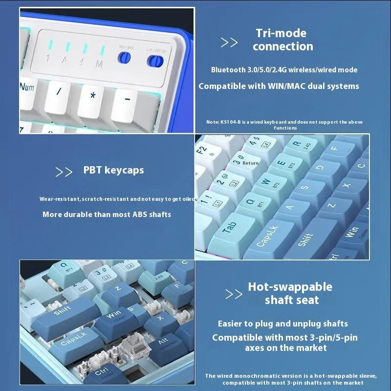 Red Dragon 104-key three-mode mechanical keyboard with RGB lighting and choice of mechanical switches