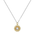 925 silver sunflower necklace with daisy petal pendant on adjustable cross chain, 21-50cm length