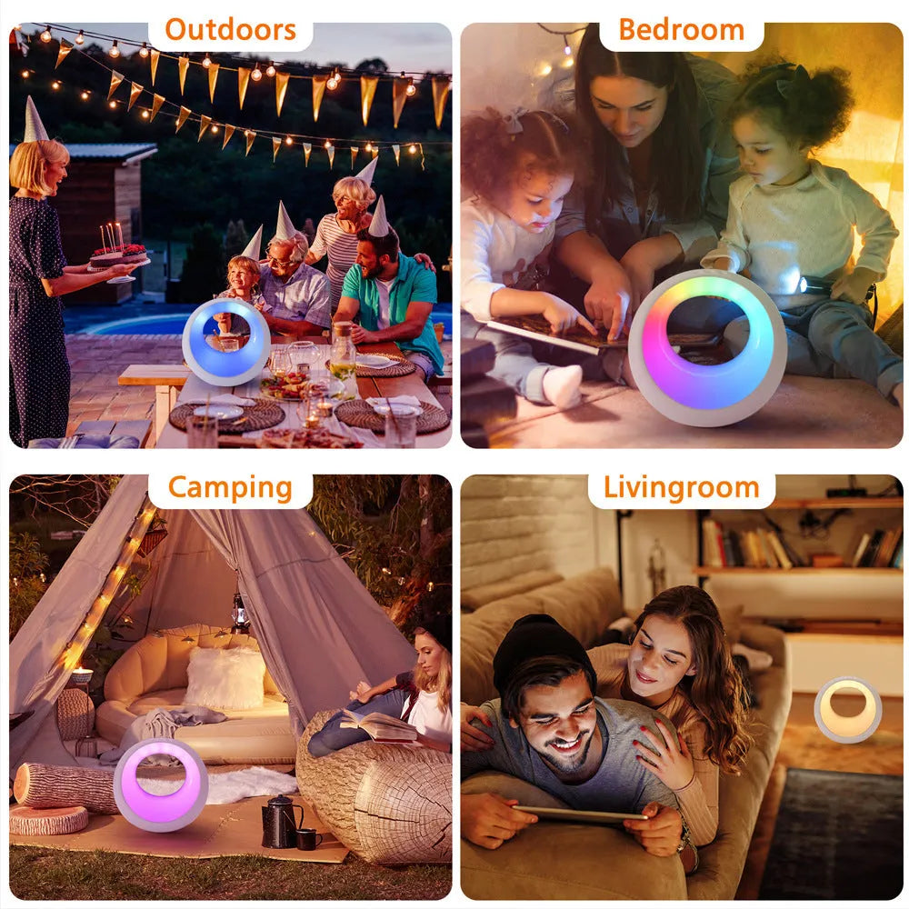 Creative Touch RGB colour-changing night lamp with remote control on a desk