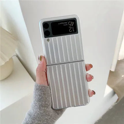 Samsung Z Flip3 ultra-thin PC flip case in seven colour options showing front and back views