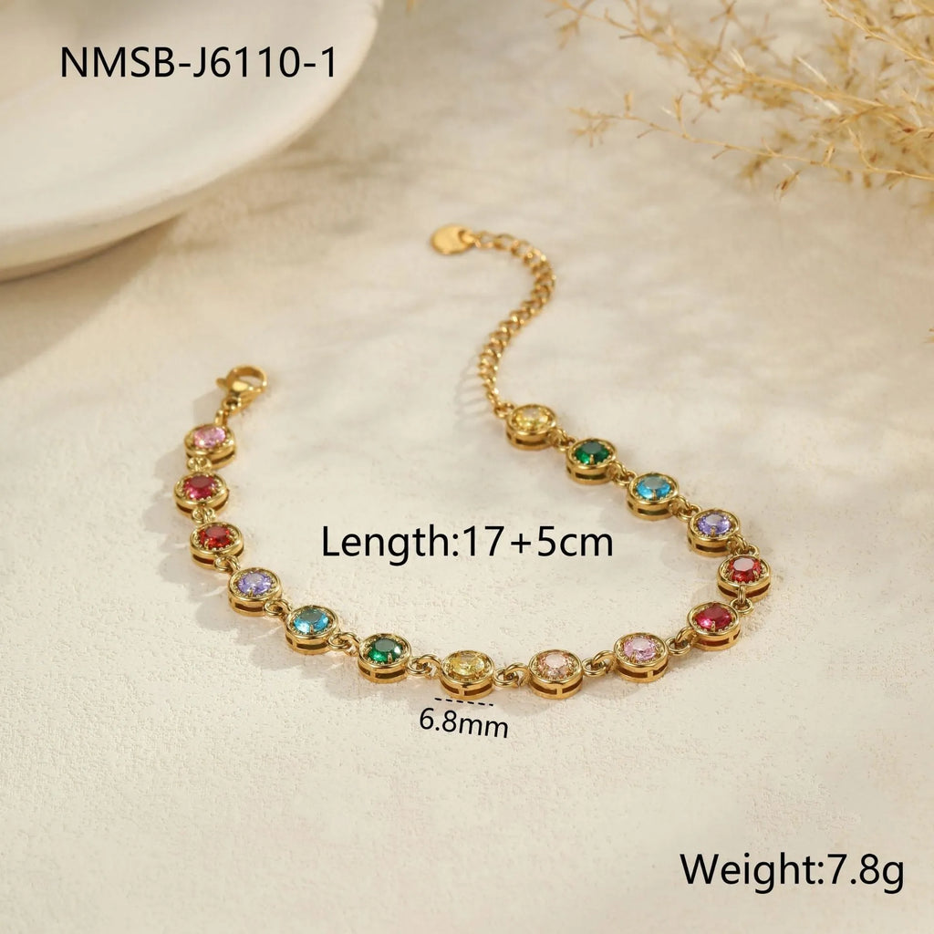 Women's stainless steel bracelet with 18K electroplating in gold or silver with geometric shapes