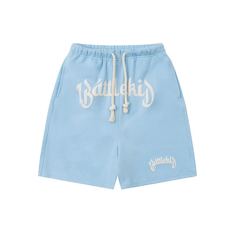 Men's cotton blended loose fit retro hip hop shorts in street style colours