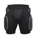 Black cycling hip protection pants with integrated impact-absorbing pads for mountain biking and BMX