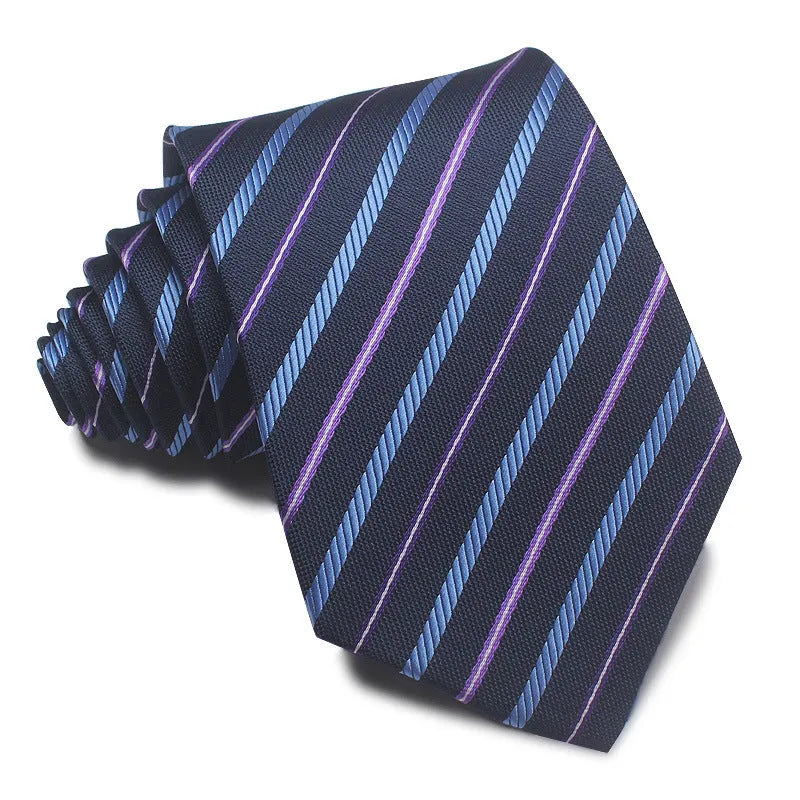 8cm wide polyester jacquard tie with striped pattern in arrow shape for business wear
