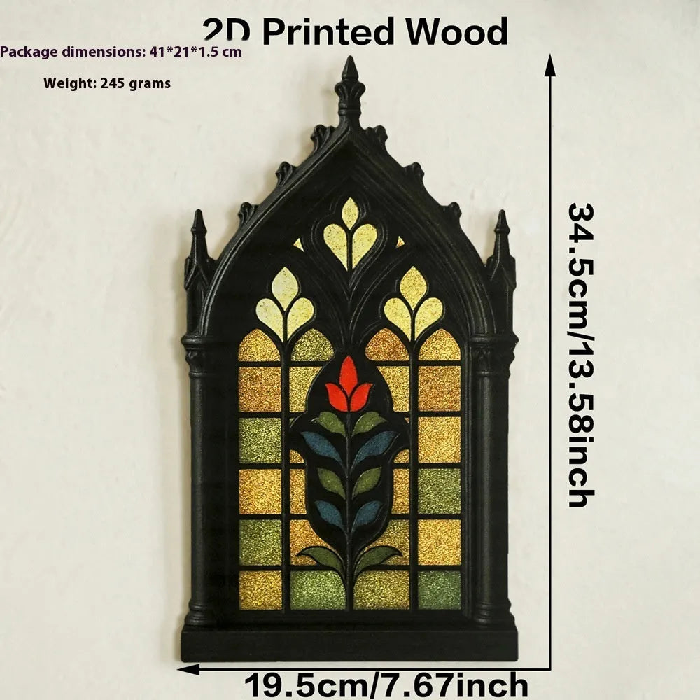 Black wooden gothic door frame wall-mounted storage rack in three colour size options