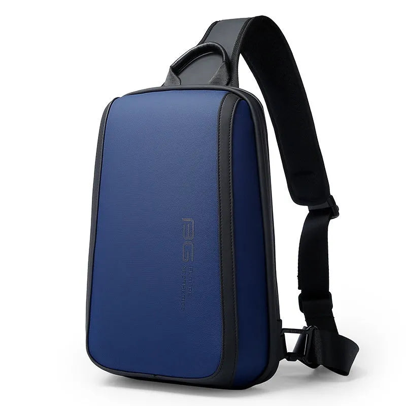 Blue oxford cloth chest bag with adjustable double straps and soft handle