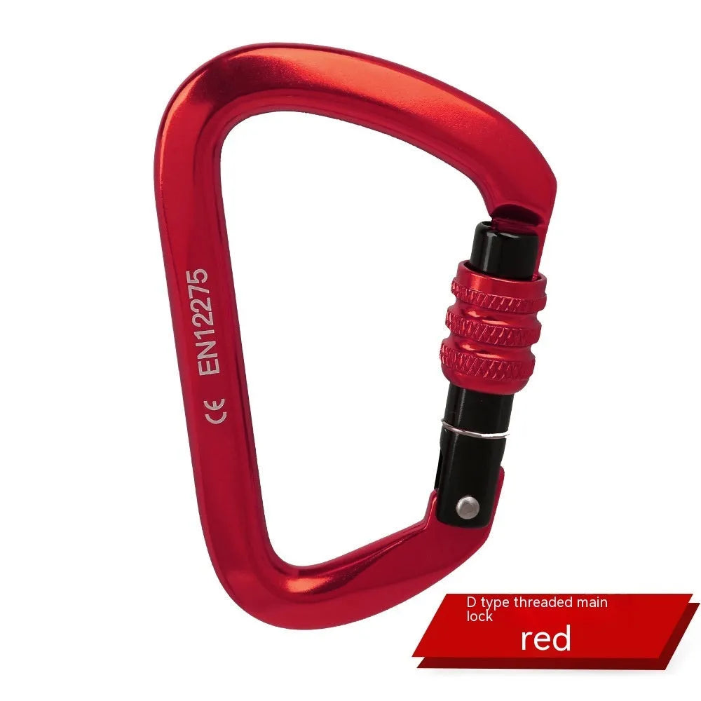 D-type steel climbing lock with auto-lock or screw-gate mechanism in multiple colours