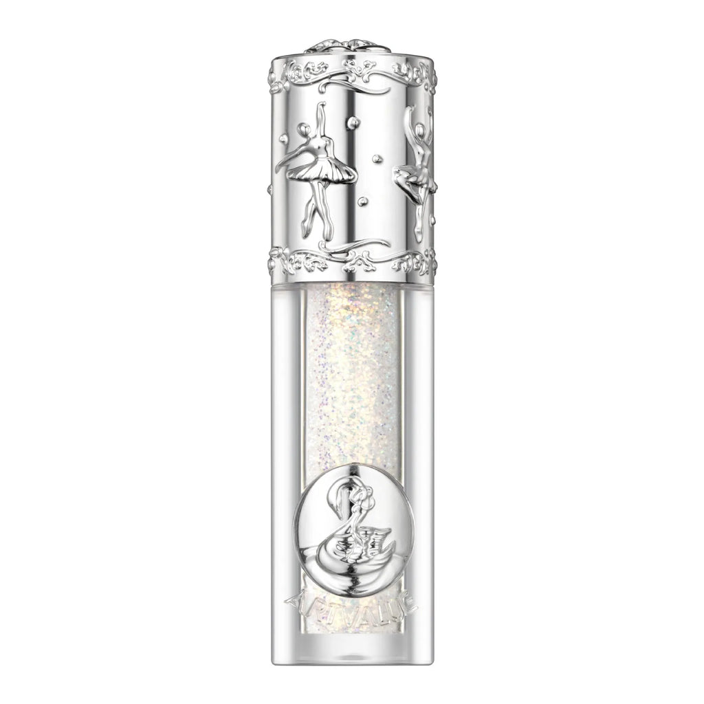Ballet brand liquid glitter eye shadow tube shown in one of five colours: Starry Sakura Field, Doll Logs, Butterfly Paradise, Nutcracker, or Pillow Fairy Tales.