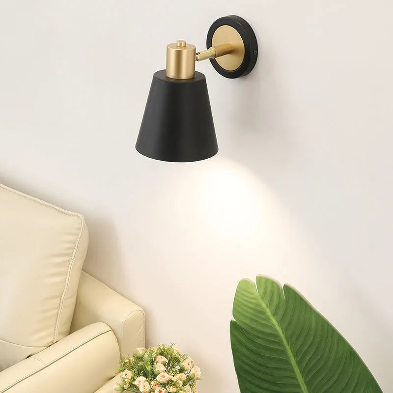 Nordic style iron wall lamp with multiple light colour options including tricolor, warm white, and white light
