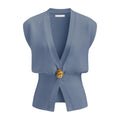 Women's loose fit V-neck button cardigan in knitted polyester available in six colours