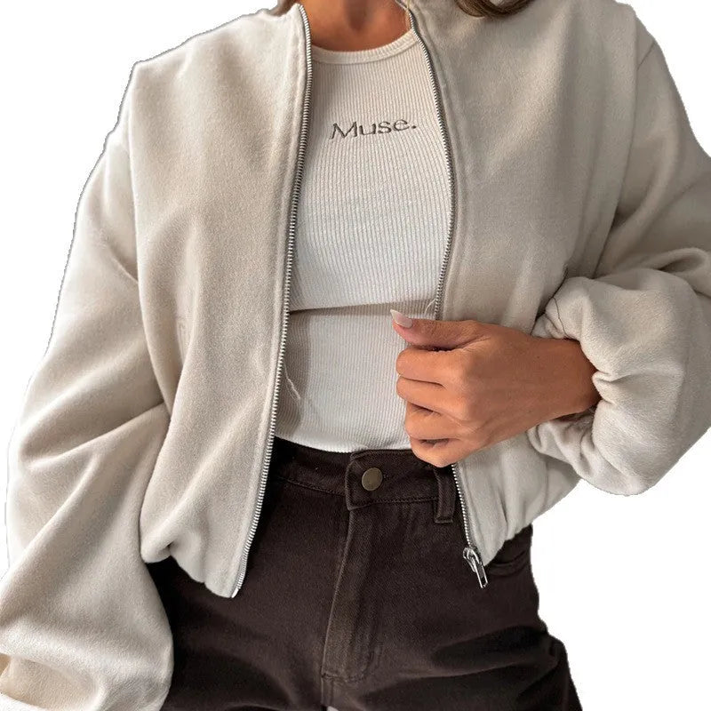Women's off-shoulder coat with lantern sleeves in polyester fabric casual loose fit design