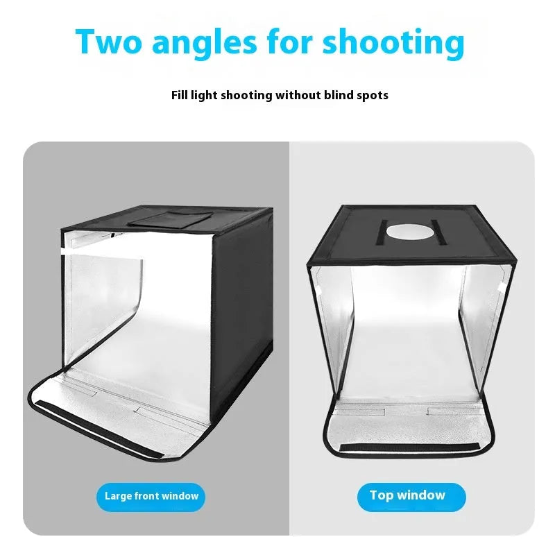 50cm studio light box with USB-powered three-colour LED lighting for product photography
