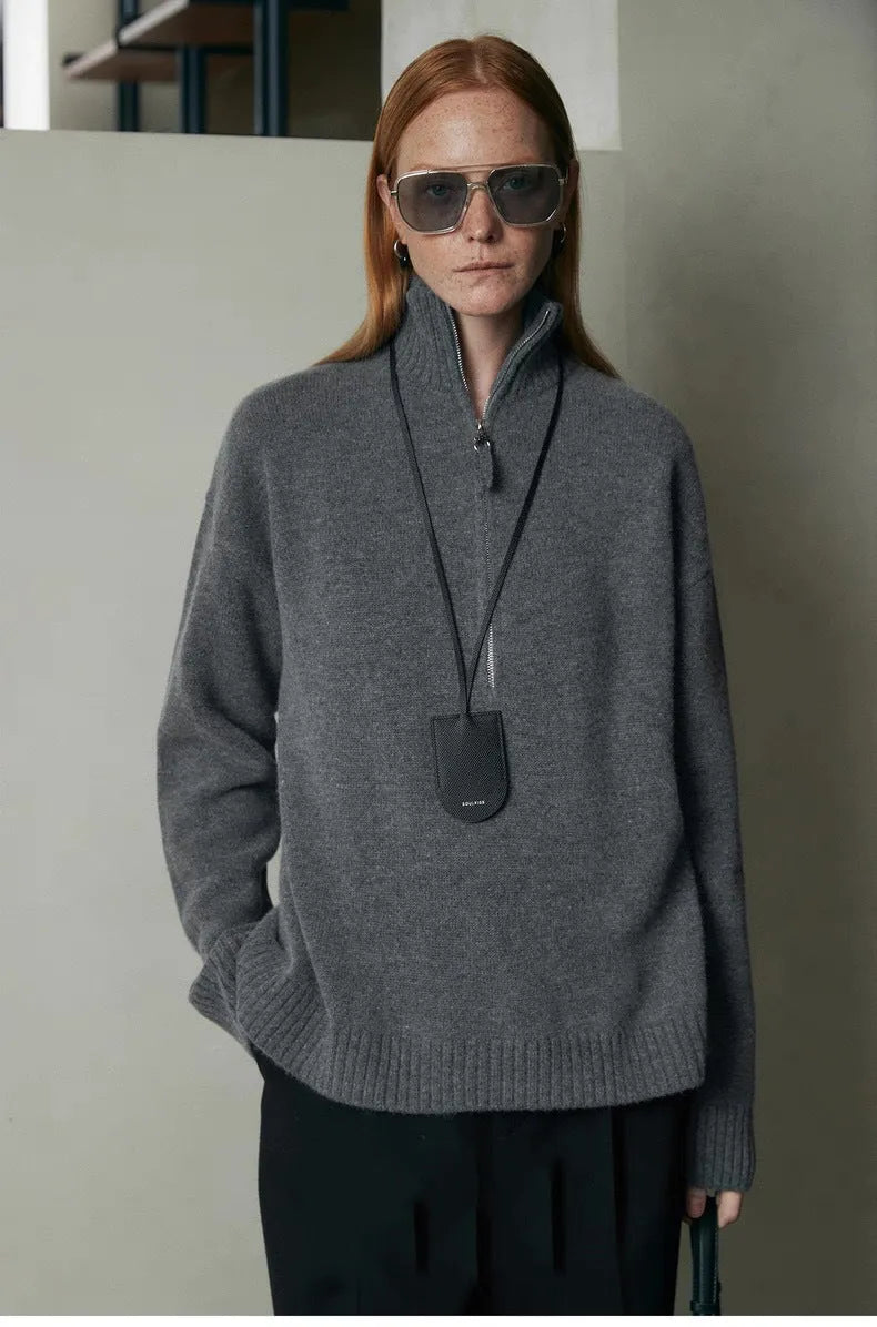 Loose lapels wool bandage dress in black or mountain rain grey for autumn and winter