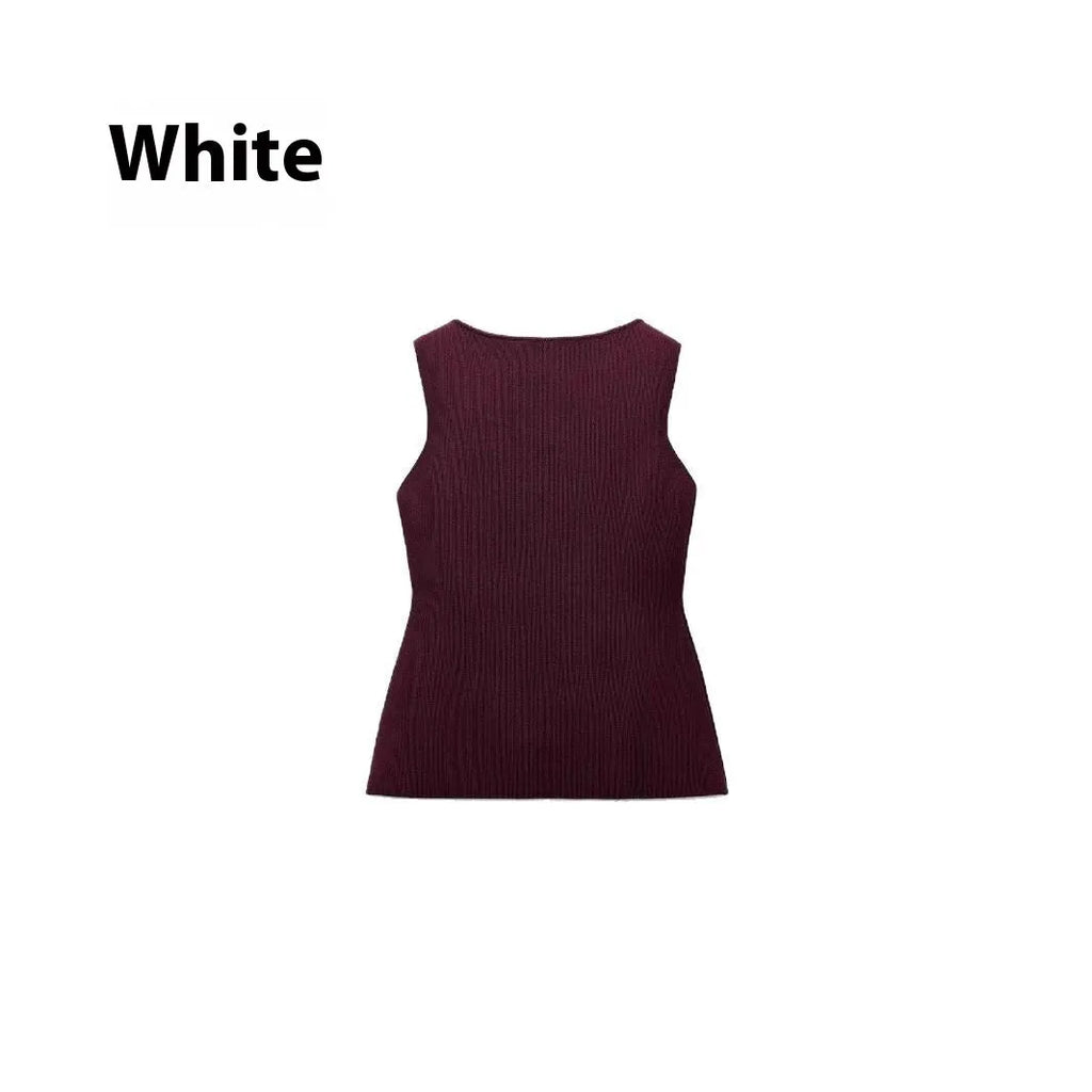 Women's dark red slim-fit viscose sleeveless vest with a raised 3D pattern design.
