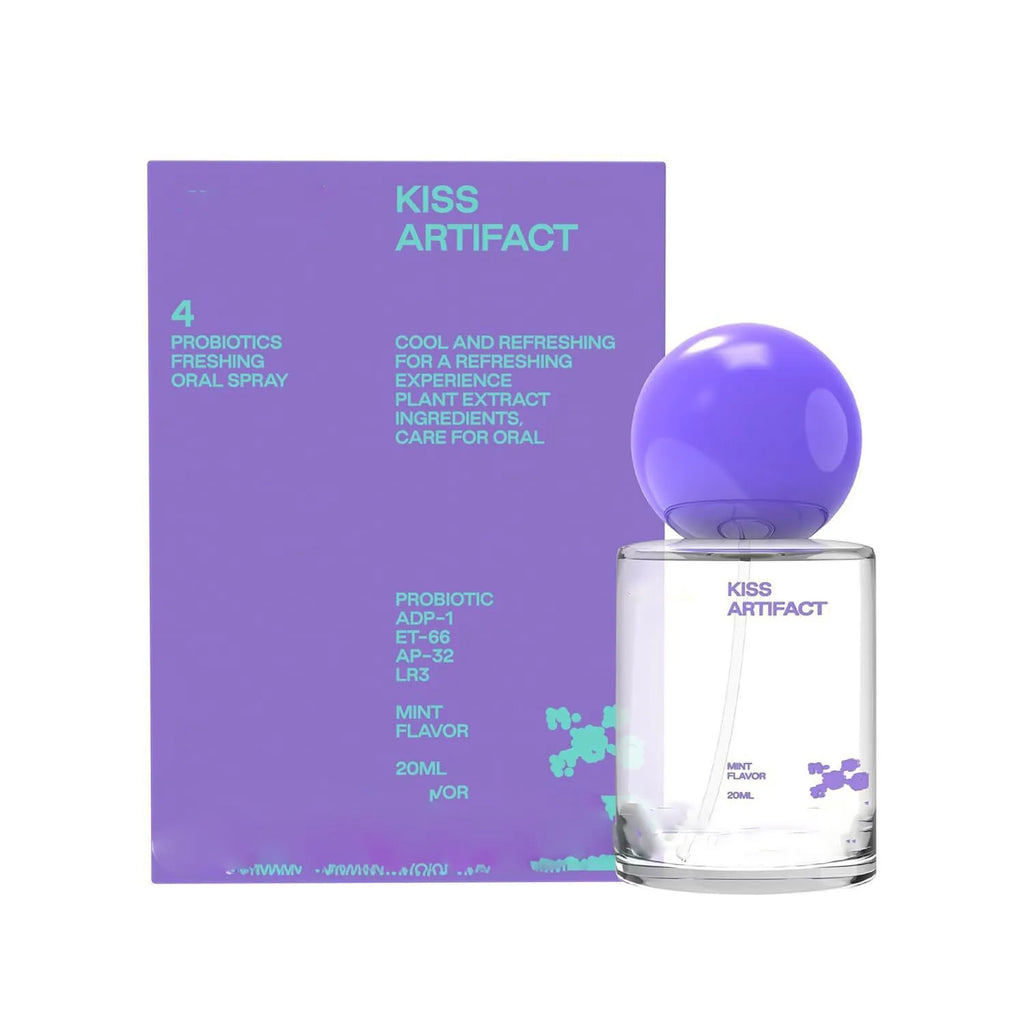 Portable 20ml probiotic oral spray bottle for hydration and body care.